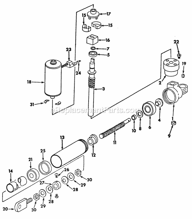 Electric Lift Assembly Diagram and Parts List for 128 2050045U, 2050217U, 2050218U Cub Cadet Lawn Tractor